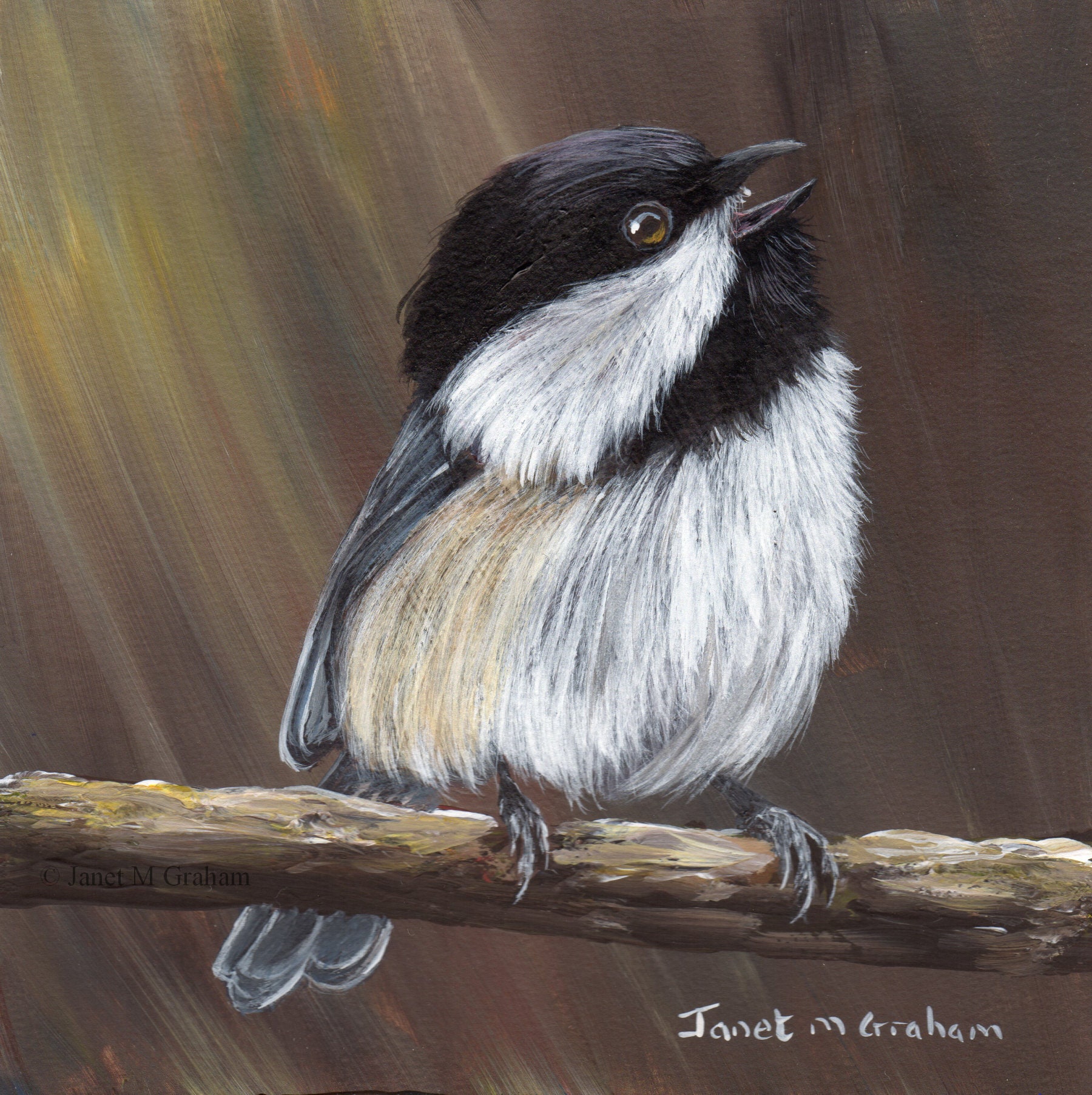 Black Capped Chickadee Painting