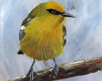 Bird Painting -  Art - Blue Winged Warbler - SFA - Wildlife  -  Original hand painted  acrylic   - Realistic