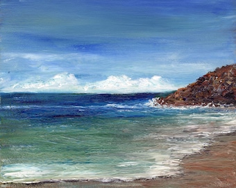 Seascape Painting -  Beach Decor Art - SFA -  Original hand painted acrylic painting  - Down by the sea