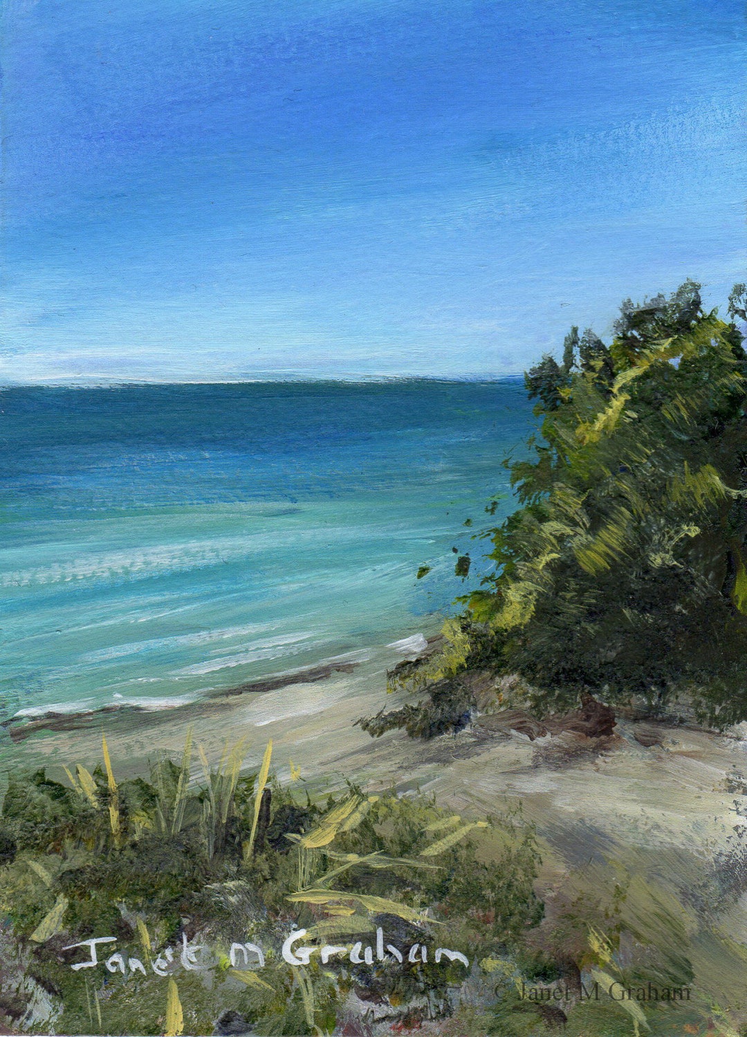 Seascape ACEO Beach Sea Ocean Original Acrylic ACEO Seascape Painting ...