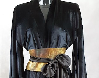 Upcycled Obi Metallic Gold Silk Cummerbund Belt