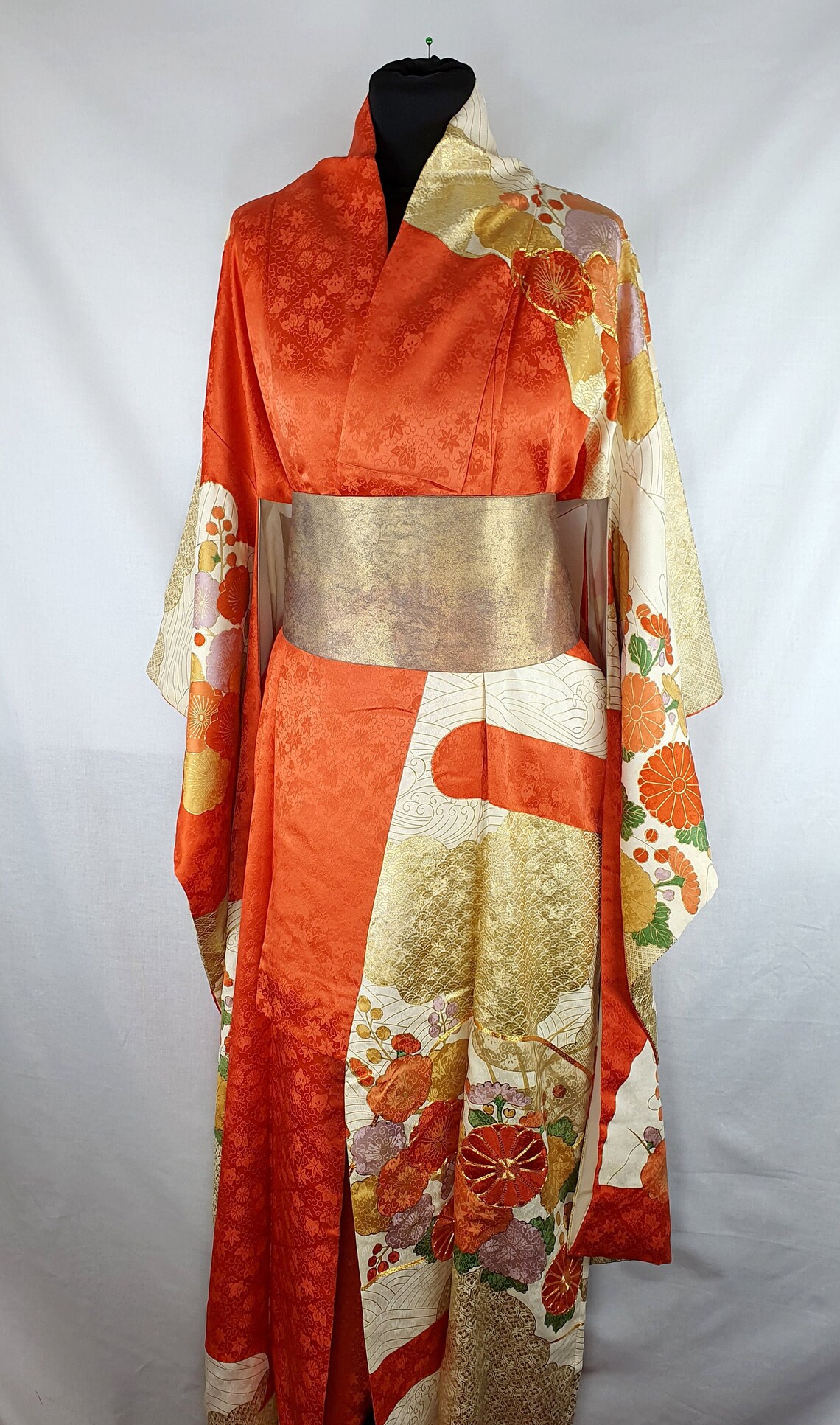 Upcycled Kimono Obi Metallic Gold Urushi Lacquered Thread Etsy