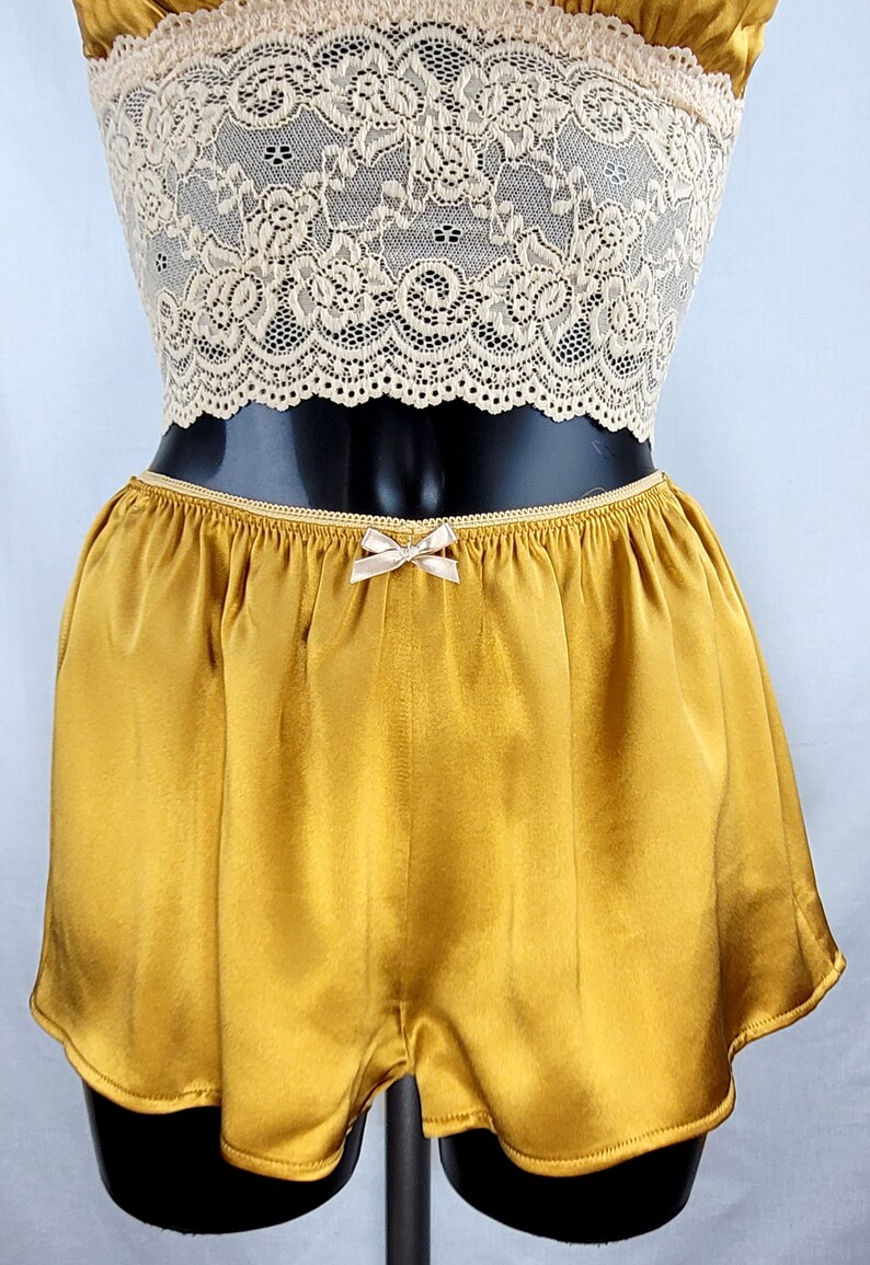 Honey Silk Charmuese and Cream Lace French Knickers and Bra | Etsy