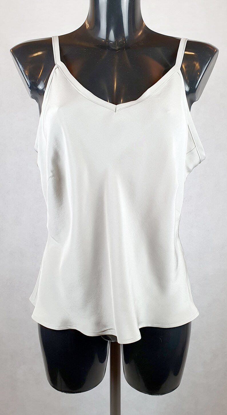 Dove Grey Silk Crepe De Chine Camisole Top