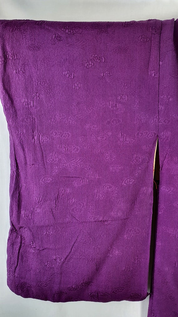 Purple Crepe Silk 1950's Vintage Mon Kinsha Cloud… - image 2