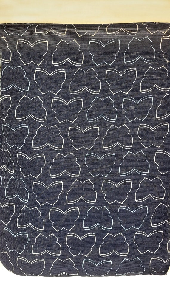 Navy Blue Synthetic Jinken Rayon Lace  Butterfly … - image 2