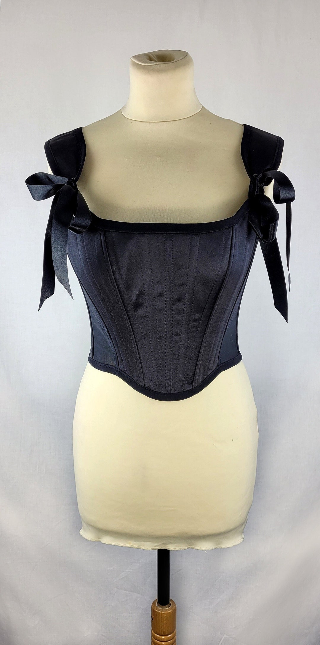 Black Steel Boned Bustier Modern Renaissance Stays Cottage Core - Etsy