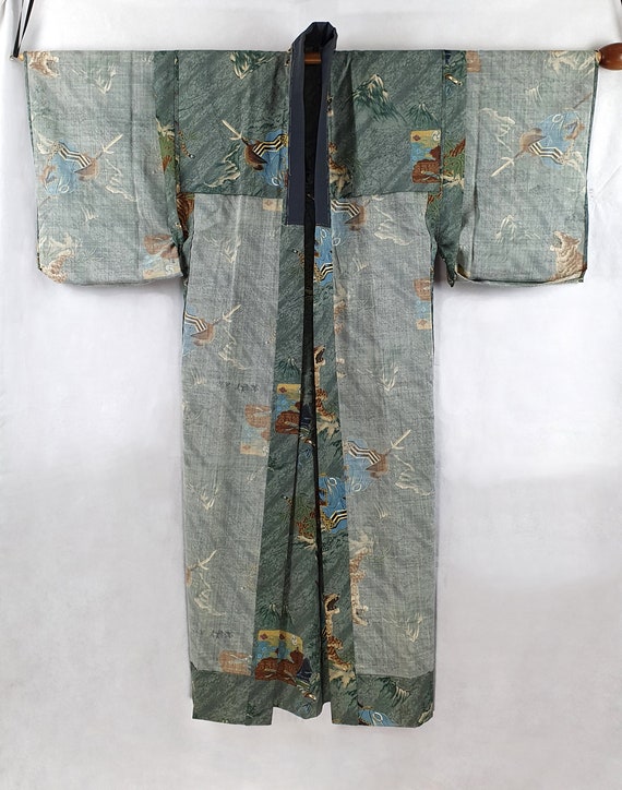 Blue Wool 1960's Vintage Tiger Mountain Samurai K… - image 8