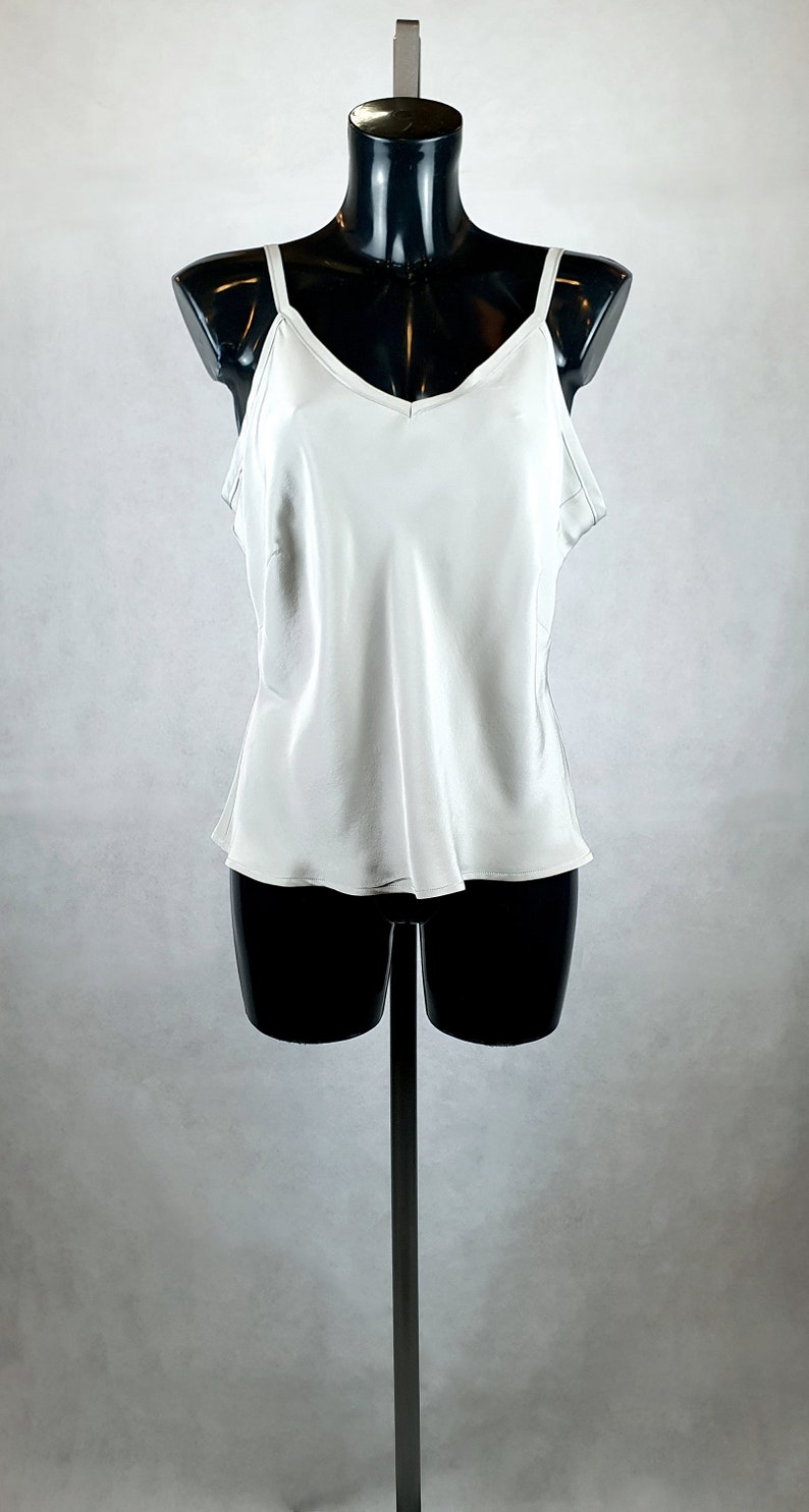 Dove Grey Silk Crepe De Chine Camisole Top