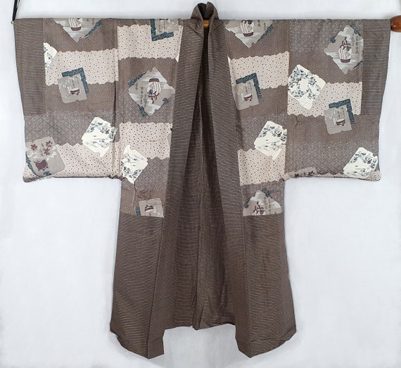 Oshima Tsumugi Brown Silk 1970's Vintage Natsume … - image 4