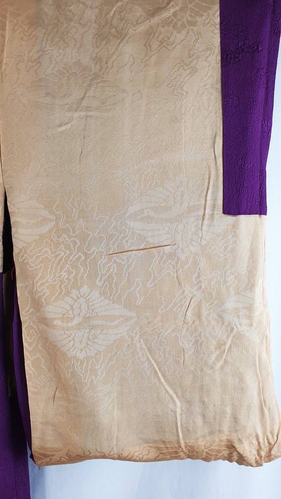 Purple Crepe Silk 1950's Vintage Mon Kinsha Cloud… - image 8