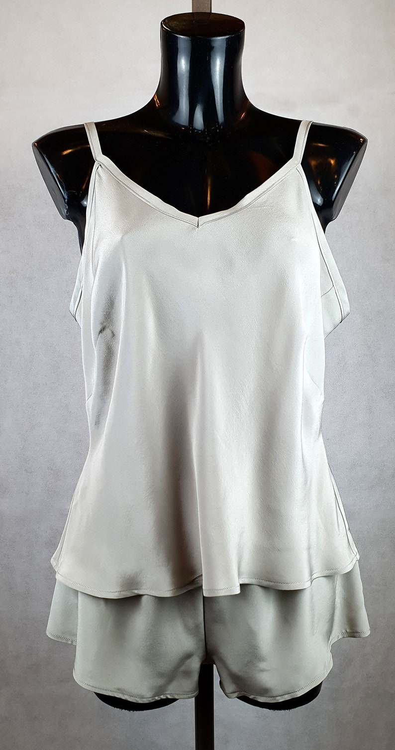 Dove Grey Silk Crepe De Chine Camisole Top