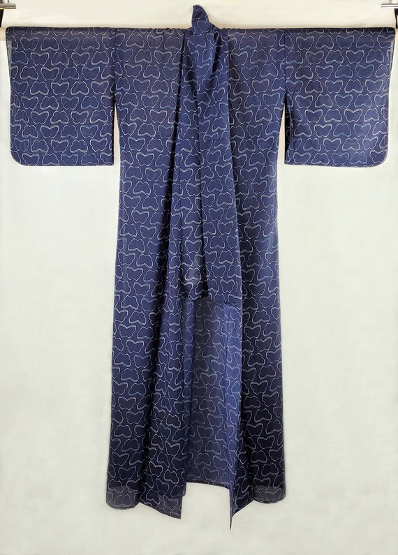 Navy Blue Synthetic Jinken Rayon Lace  Butterfly 1