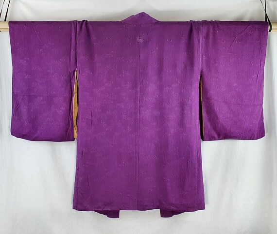 Purple Crepe Silk 1950's Vintage Mon Kinsha Cloud… - image 4