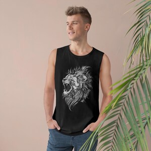 Lion Graphic Unisex Tank Top, Casual Summer Wear, Gym Apparel, Gift for Animal Lovers, Music Festivals, Beach Outings image 3