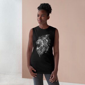 Lion Graphic Unisex Tank Top, Casual Summer Wear, Gym Apparel, Gift for Animal Lovers, Music Festivals, Beach Outings image 2