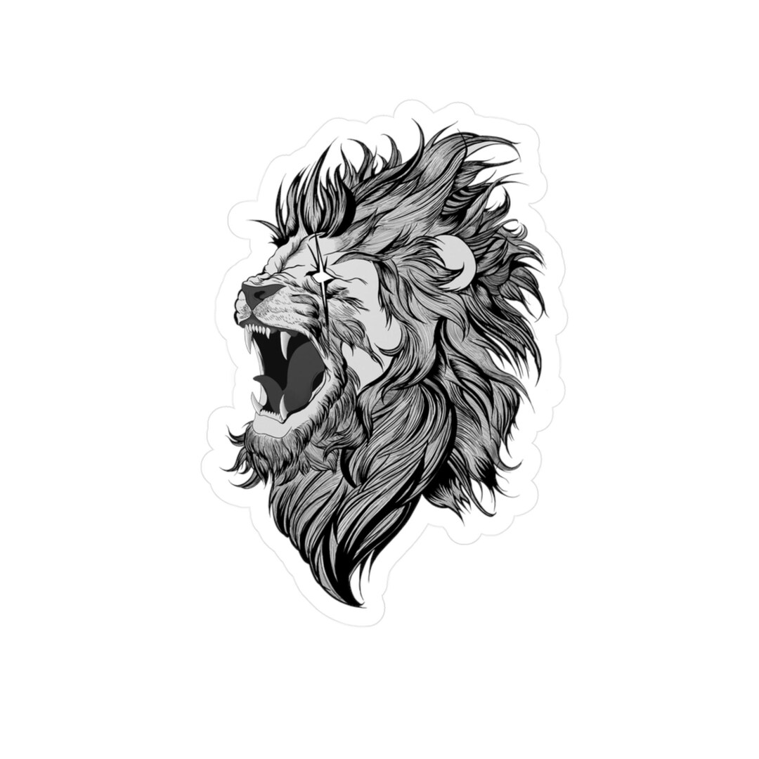 Roaring Lion Vinyl Decal | Fierce Animal Sticker for Decor, Car, Laptop ...