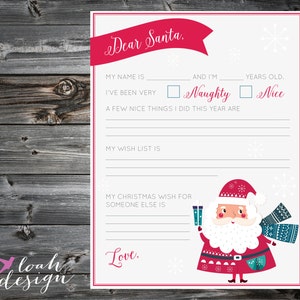 Letter to Santa, Santa Letter Printable, Christmas Wish List, Letter From Santa // 8x10 // PRINTABLE image 2