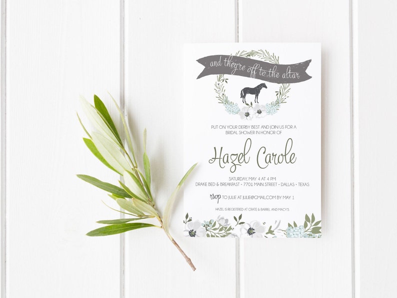 Derby Bridal Shower Kentucky Derby Horse Wedding Invitation Etsy