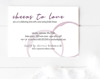 Faire-part nuptiale avec dégustation de vins : thème du domaine viticole (PDF et JPG)