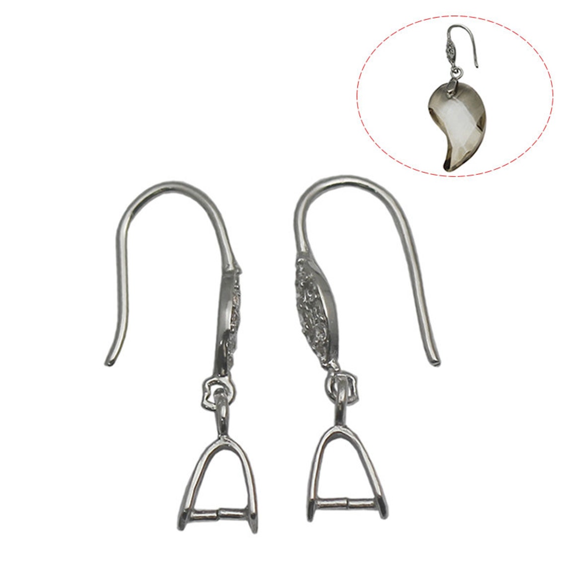 925 Sterling Silver Pinch Bail Earring Wire Platinum Plated Etsy UK