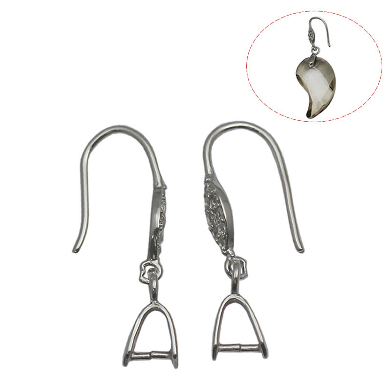 925 Sterling Silver Pinch Bail Earring Wire Platinum Plated Etsy UK