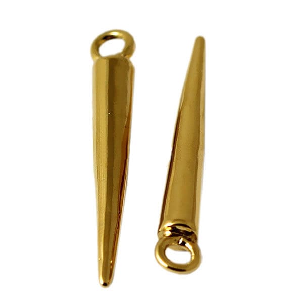 18K gold plated Spike Beads Basketball Wives Hoop Earring Making Components Spike Charms Wholesale ID 28025