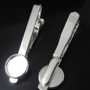 Free shipping ,DIY Tie Clip very shinny Sterling Silver Plating, inner diameter 16mm Bezel Setting 5 pcs BSID23044 image 1