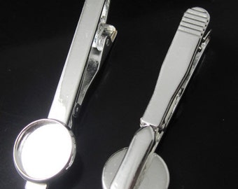 Free shipping ,DIY Tie Clip - very shinny Sterling Silver Plating, inner diameter 16mm Bezel Setting - 5 pcs BSID23044