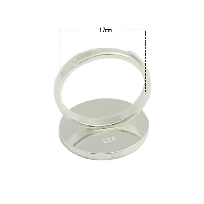 Adjustable Long-Lasting White Gold Plated 925 Silver Ring Base The High Quality 925 Ring Blank Antique Style Cabochon Ring Setting KTJ259