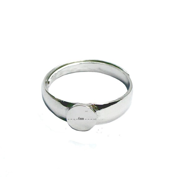 925 Sterling Silver Ring Blanks Ring Cabochon Setting 6 Mm Round