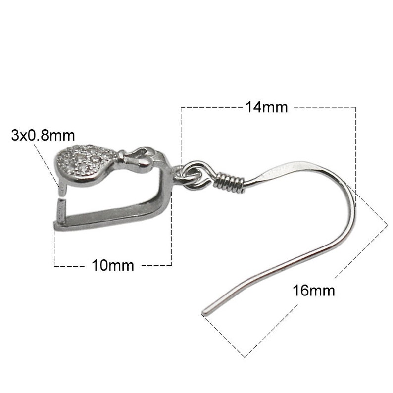 925 Sterling Silver Jewelry Findings Earring Hook Pinch Bail Etsy