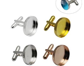 925 Sterling Silver Cufflink Blanks French Cufflink Base with 16mm/20mm Round Cabochon Setting DIY Cufflink Findings for Men ID 33332 33624