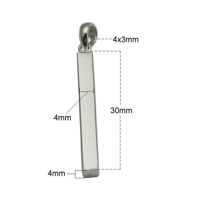 Long Bar Necklace 925 Sterling Silver Handmade Pendant 4 Sided Long Bar Stick Bridesmaid Gift ID 34505
