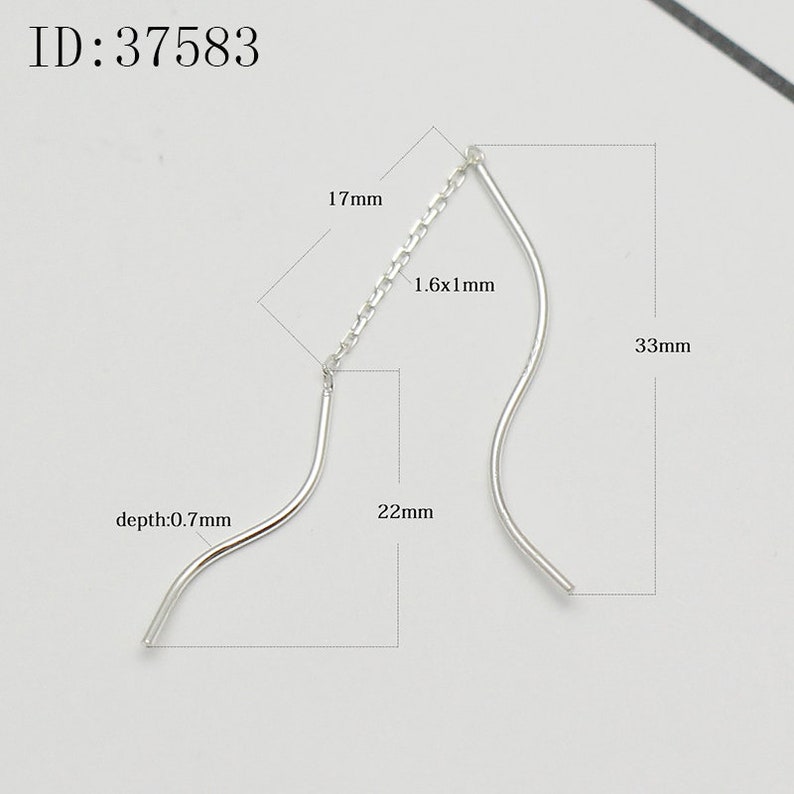 Sterling Silver Star Chain Thread through Earrings Pull through Earrings Ear Thread Dangles Jewelry Finding ID37576