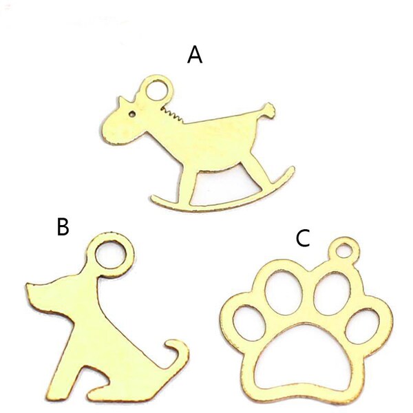 Gold Filled Fawn Sledding Charm Gold Filled Dog Paw Pendant Charms for Necklace Bracelet Making Wholesale