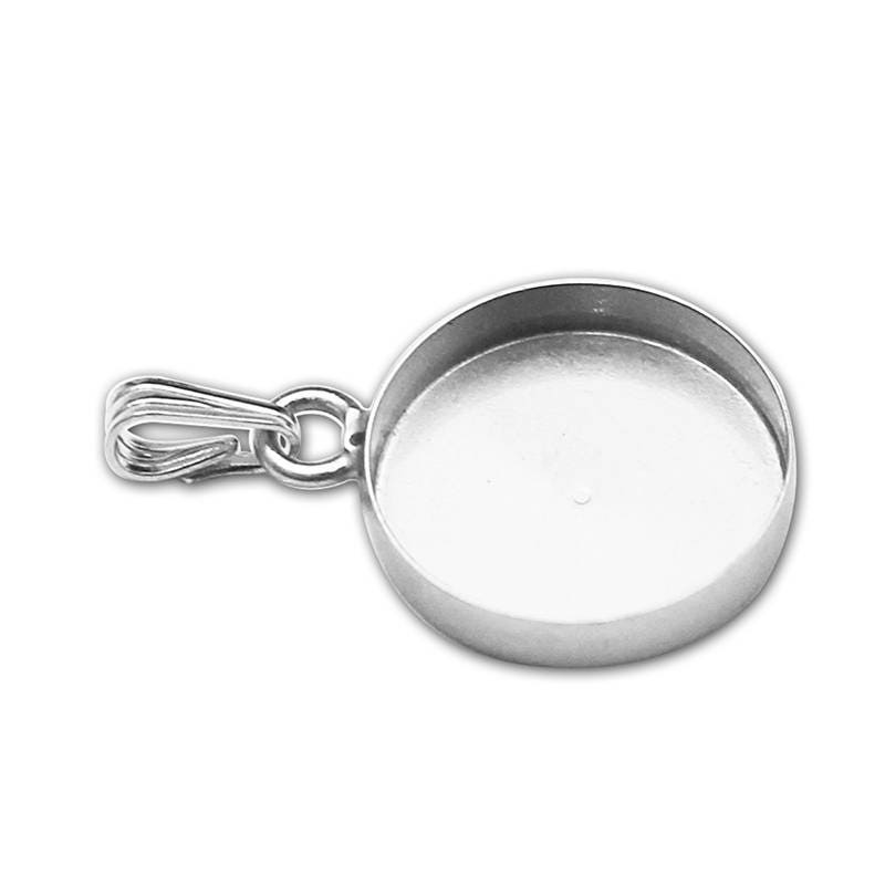 Solid 925 Sterling Silver Pendant Tray Round Pendant Blank fit Etsy