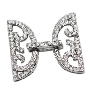 Filigree Clasp 925 Sterling Silver Jewelry Clasp Findings Micro CZ Pave Fold Over Clasp for Handmade ID 35301