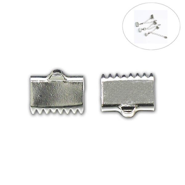 925 Sterling Silver Ribbon Crimp Ends Pendant Connector Ribbon End Clasp for Bracelet Jewelry Findings ID36312
