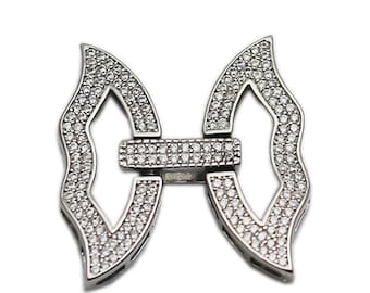 Sieraden vinden 925 sterling zilver mond vorm vouw over clasp voor multi strand ketting of armband maken ID 35282