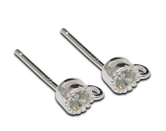 Stud Earring 925 Sterling Silver Earring Post With Zircon Simple Jewelry Setting DIY Minimalist Earrings ID 36310