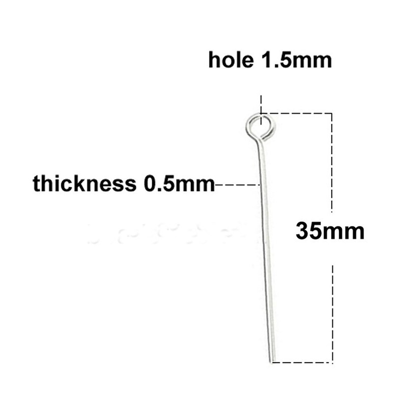 Hot sale 925 Sterling silver Eyepin,100 pcs of sterling silver Eye Pin 19mm long NOBS24967S image 8