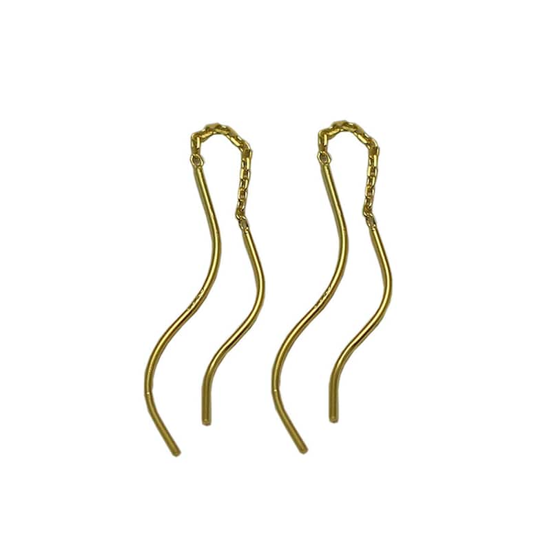 Sterling Silver Star Chain Thread through Earrings Pull through Earrings Ear Thread Dangles Jewelry Finding ID37576