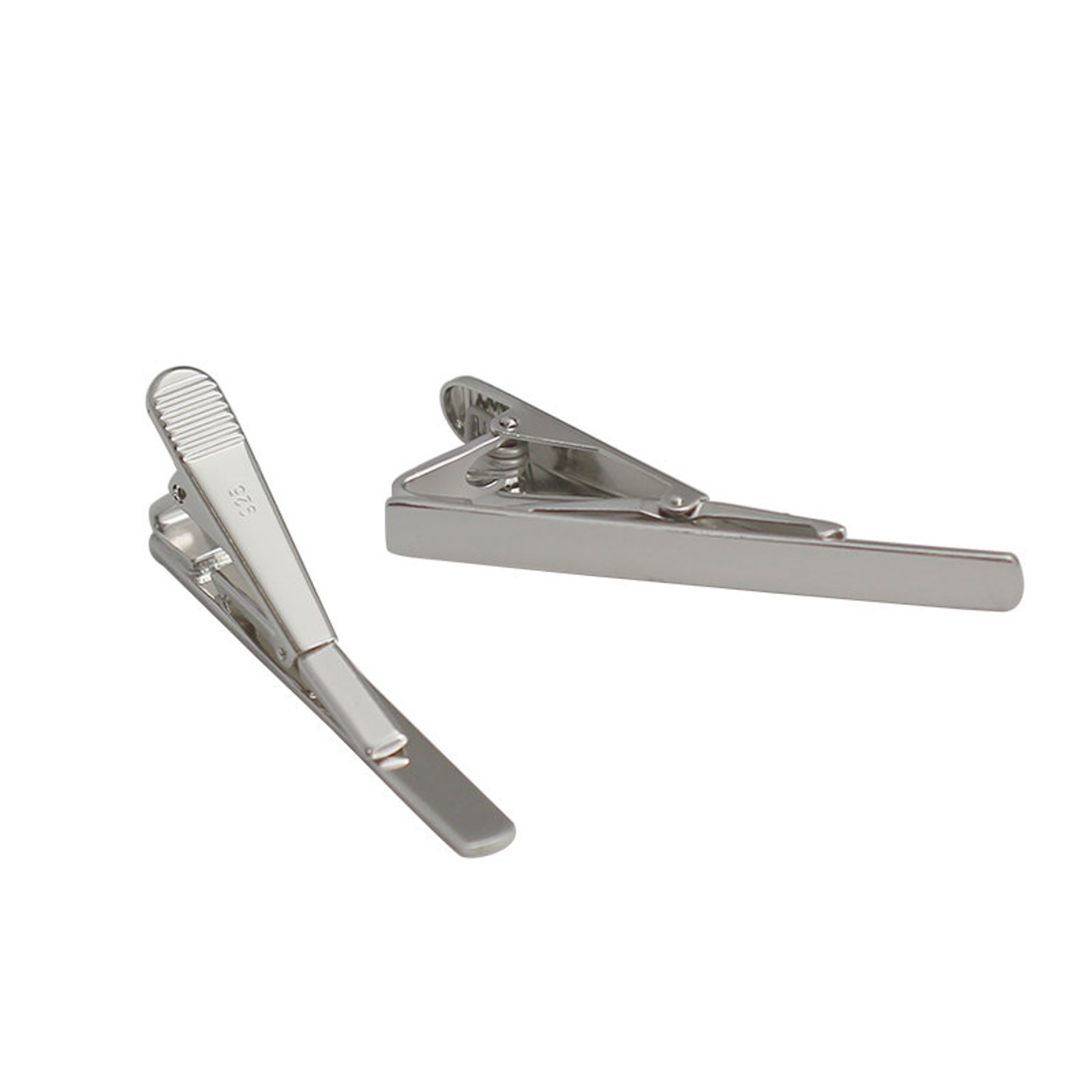 thumbnail image 2 of 925 Sterling Silver Men's Tie Slide Clip Bar - Solid Silver - Free Engraving - 5.20g 2 of 6
