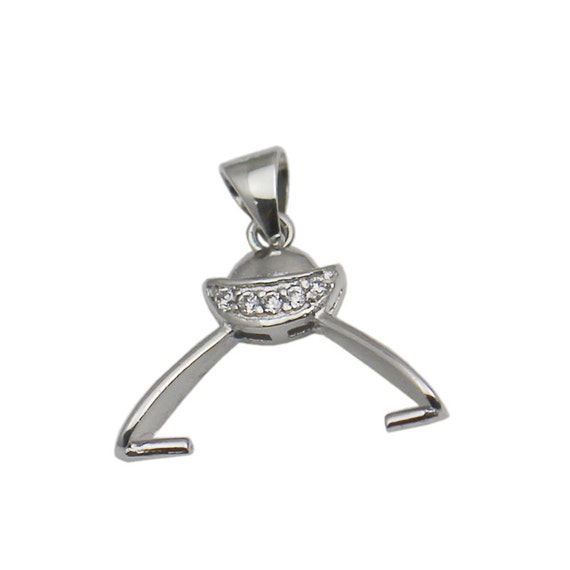 Pendant Clasp Side Hole Pinch Bails 925 Sterling Silver - Sterling Silver Pendant Pinch Bail Clasp Connector