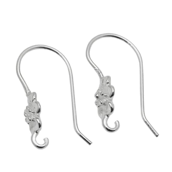 Fish Hook Earring Wires Open Loop Flower Ear Wires 925 Sterling