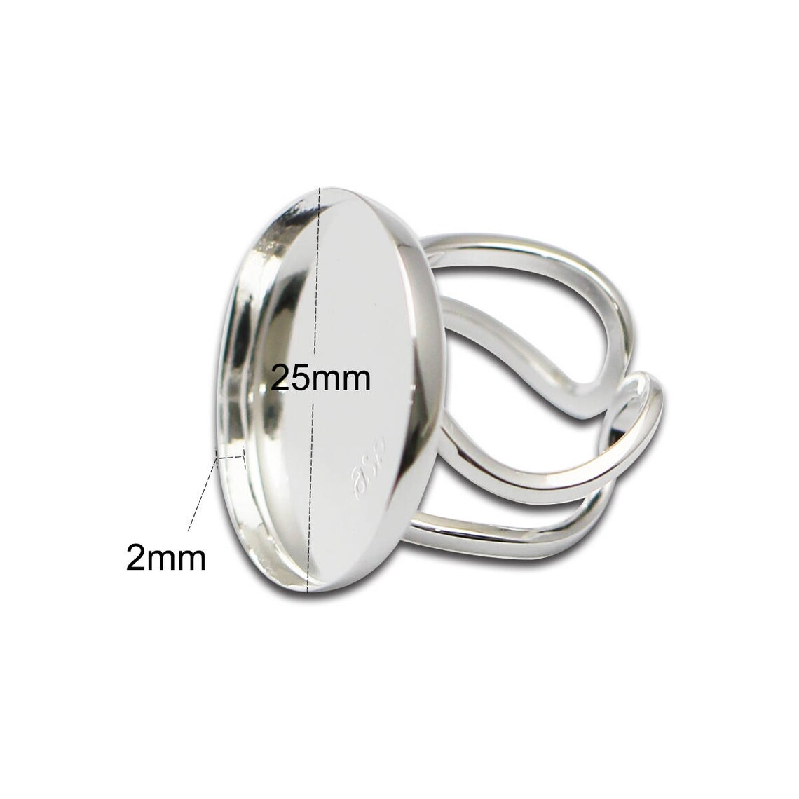 925 Sterling Silver Ring Base fit 25mm Setting Rings Blanks Etsy