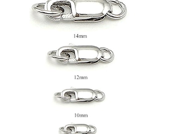 10pcs  Sterling Silver Clasps  925 silver findings lobster clasp claw with two open rings 10mm/12mm