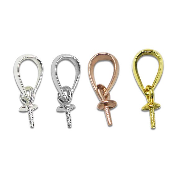 Solid 925 Sterling Silver Pendant Bails Top Cup Drilled Pin Etsy