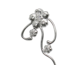 925 Sterling Silver Sakura Flower Pinch Bail Connector for Large Pendants DIY Jewelry Making Beading Supplies ID 34636